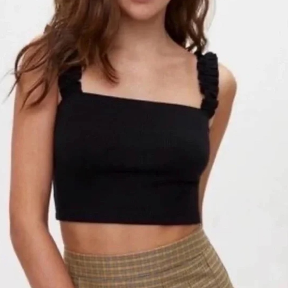 Aritzia Sunday‎ Best Firecracked Cropped Ribbed Ruffle Tank XS